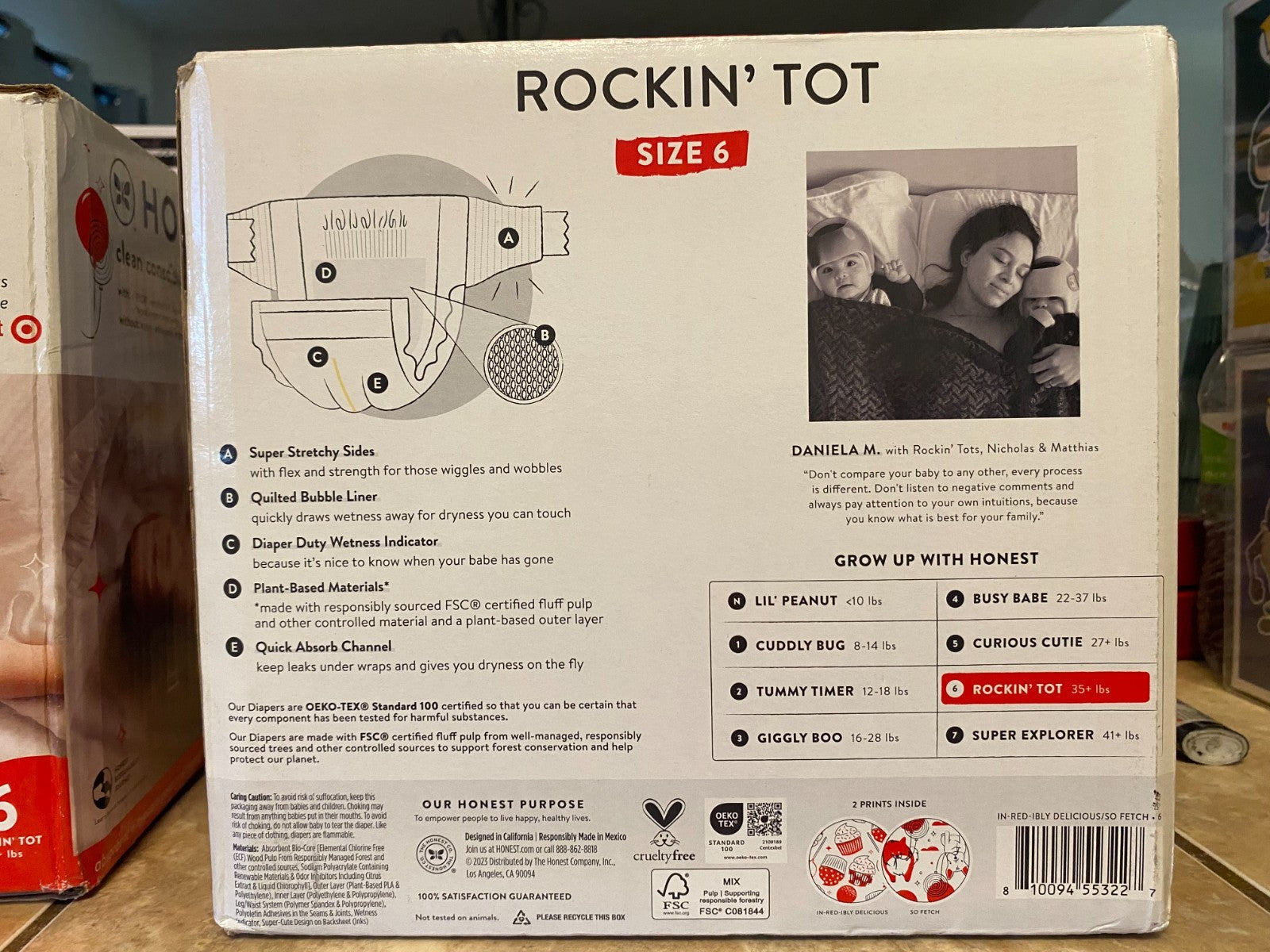 Honest Company Clean Conscious Disposable Diapers Size 6, 40 Count