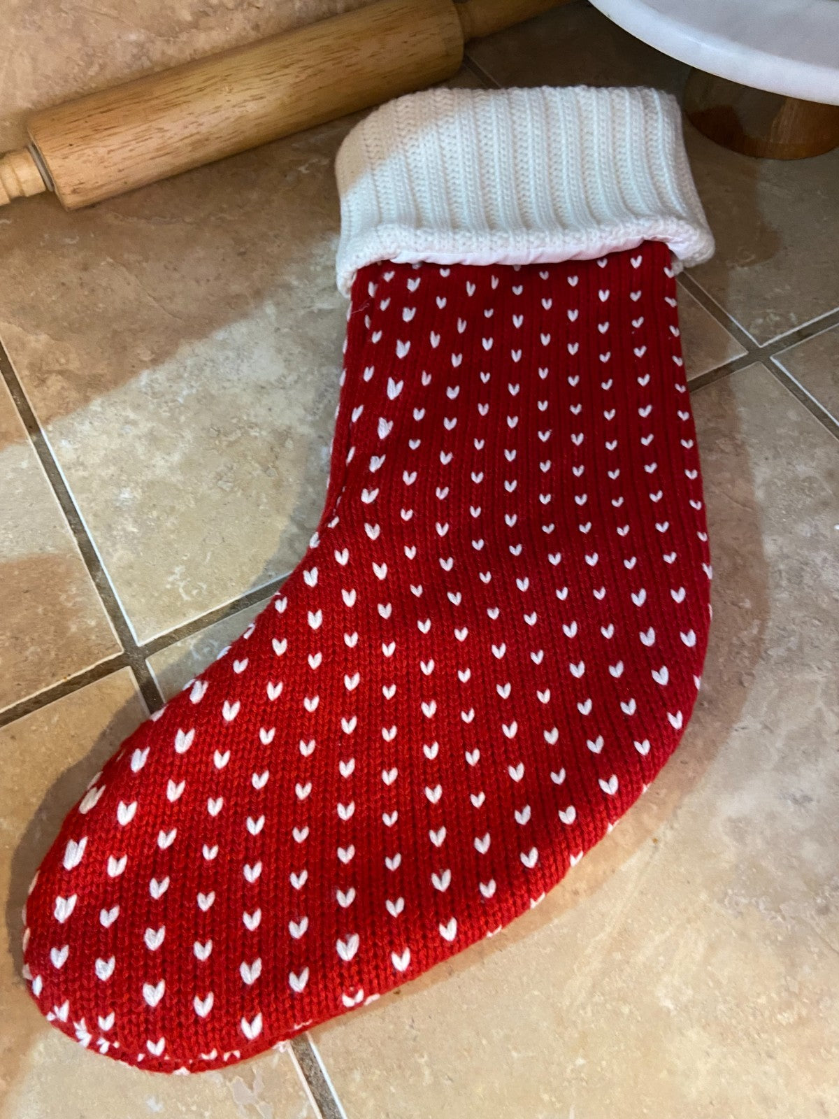 Wondershop Cable Knit Stocking - Red with White Heart