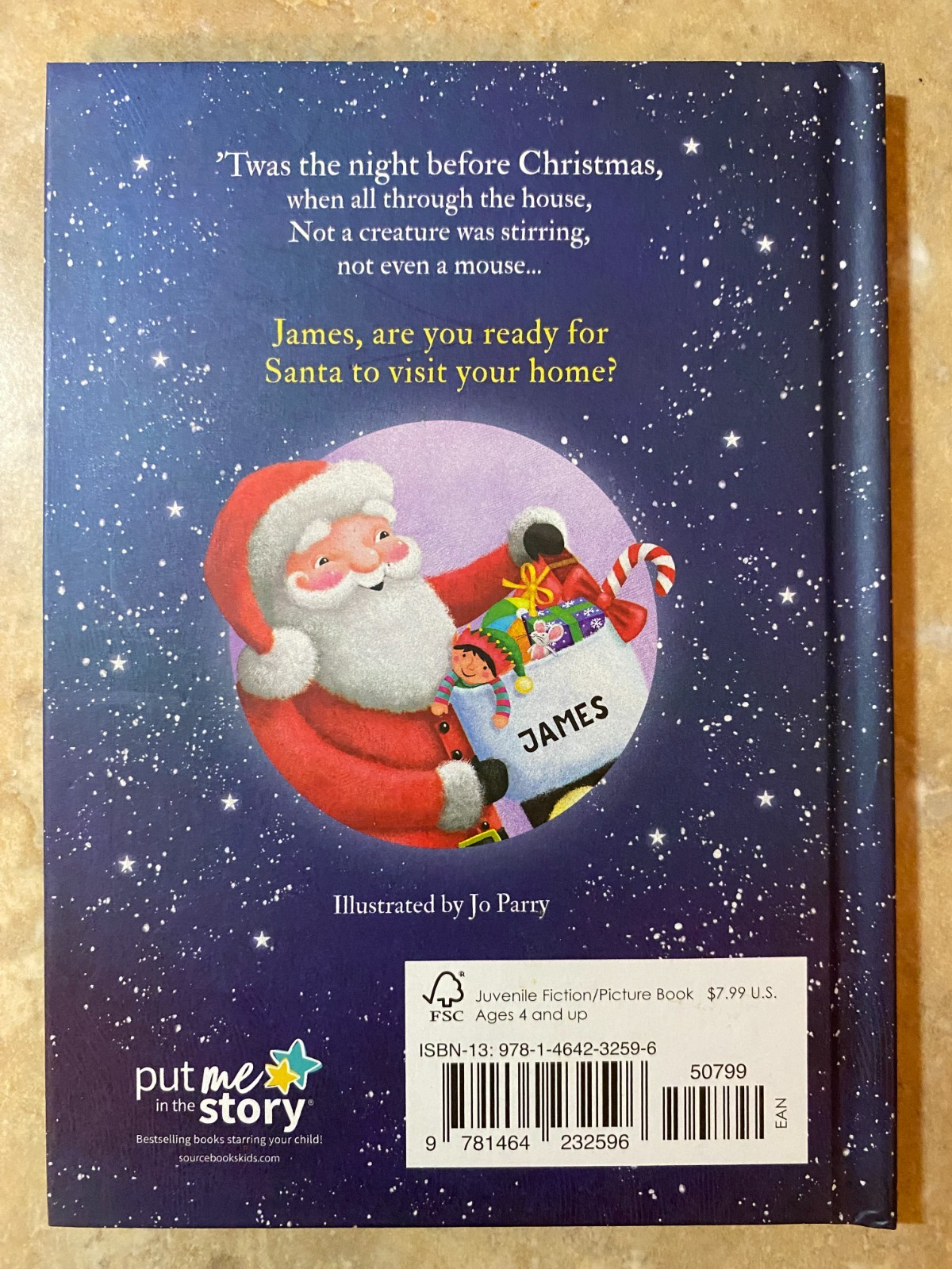 'Twas The Night Before Christmas Hardcover Book Personalized Name (James)