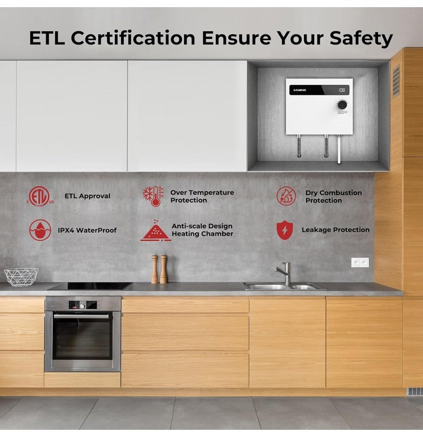 CAMPLUX Tankless On Demand Water Heater Electric 14kW 240 Volt