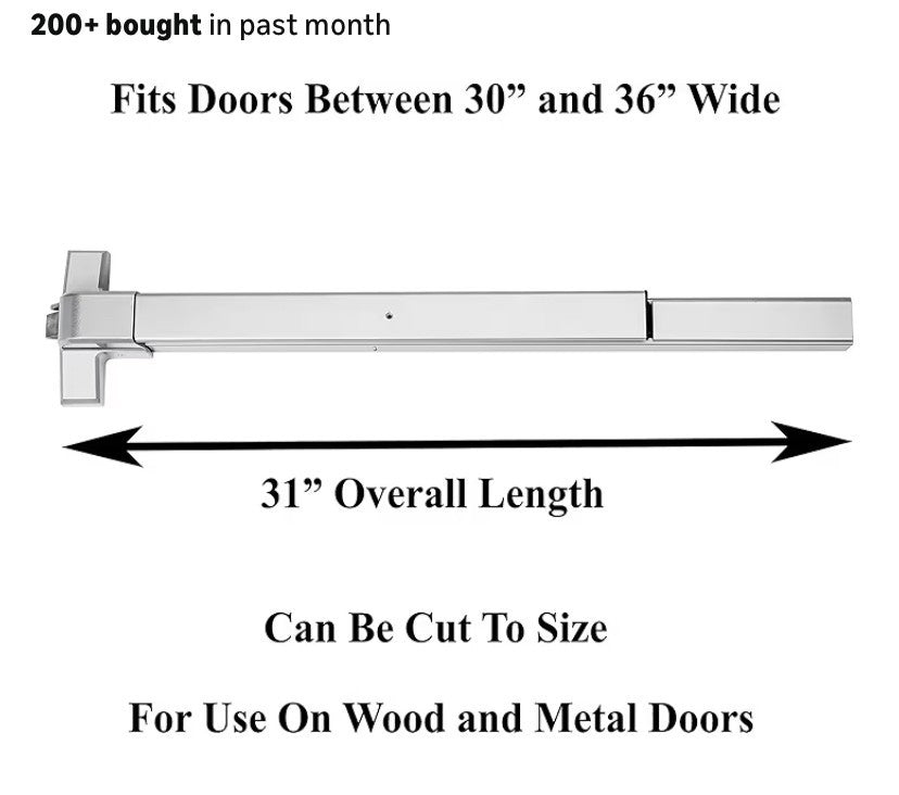 Dynasty Hardware Push Bar Panic Exit Device for Emergency Exit Doors Aluminum