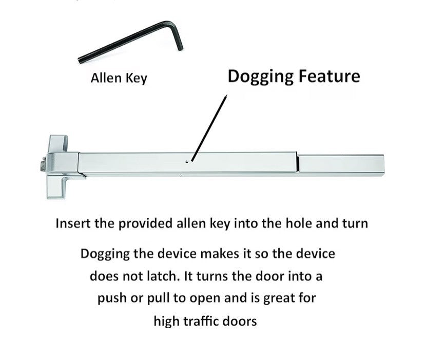 Dynasty Hardware DYN-500P-36-AL-06 Push Bar Panic Exit Device & Exterior Lever