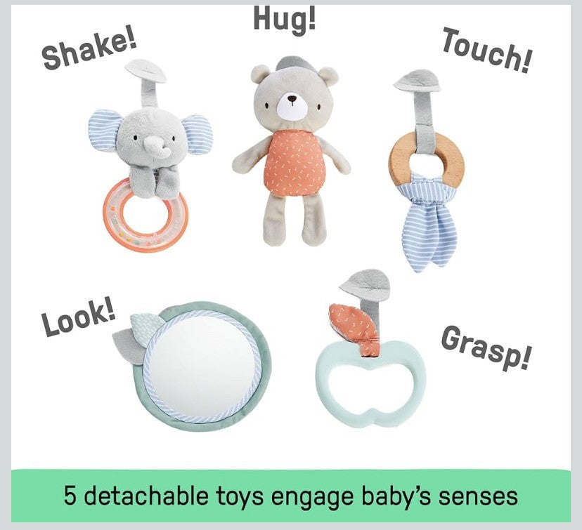 Ingenuity Cozy Spot Reversible Duvet Activity Gym Play Mat Wooden Toy Bar NIB