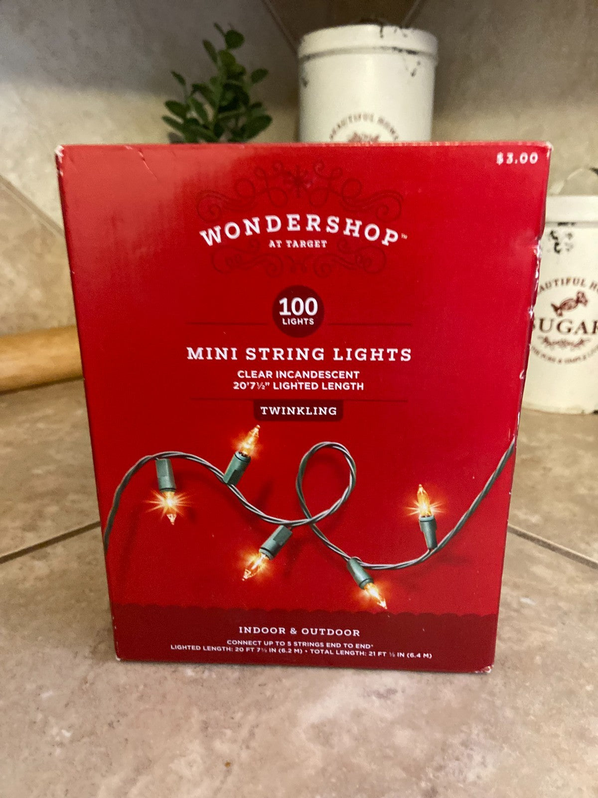 Wondershop 100 ct Clear Mini Lights Green Wire Indoor Outdoor 20'71/2"