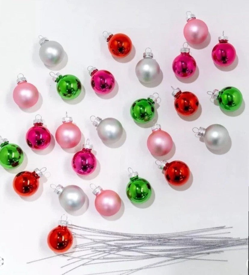 25 Count of 1.5" Glass Christmas Feather Tree Ornaments