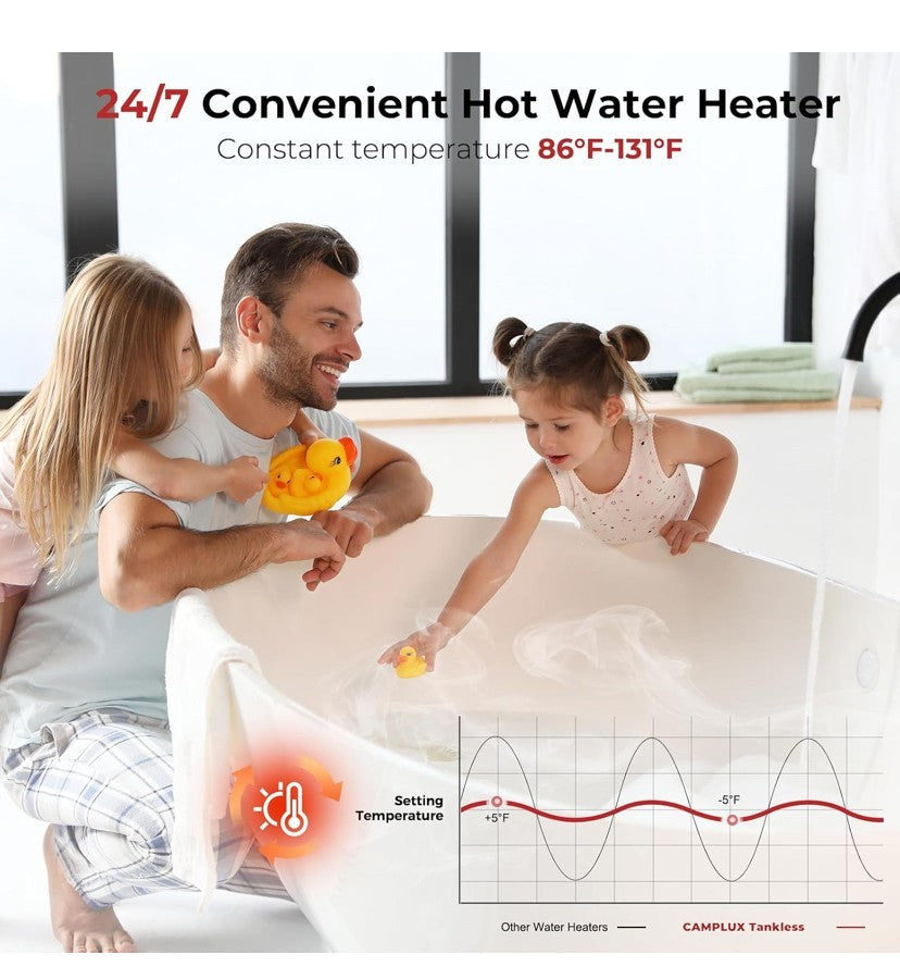 CAMPLUX Tankless On Demand Water Heater Electric 14kW 240 Volt