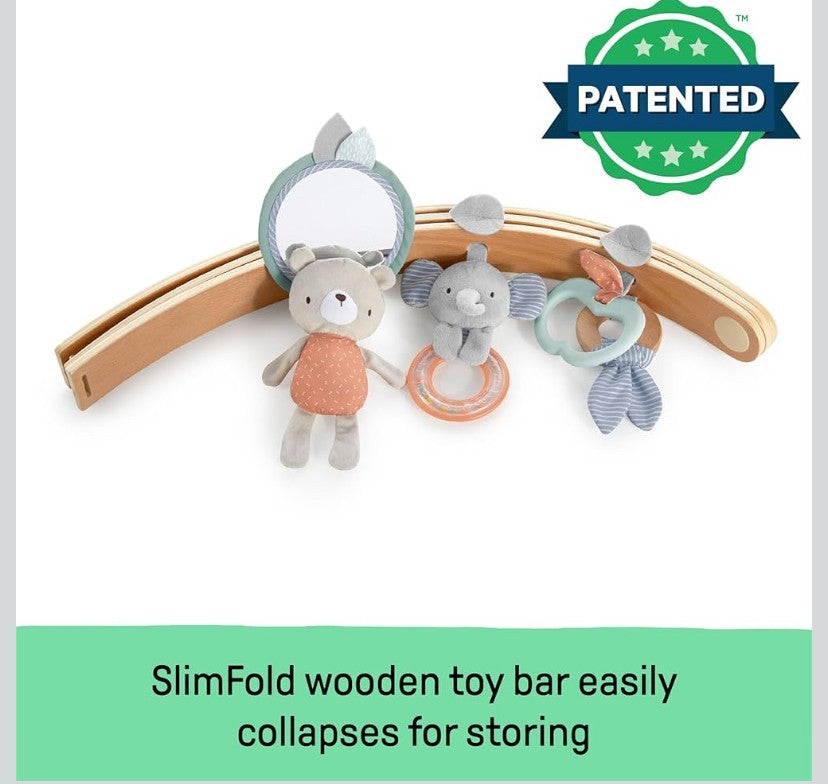 Ingenuity Cozy Spot Reversible Duvet Activity Gym Play Mat Wooden Toy Bar NIB