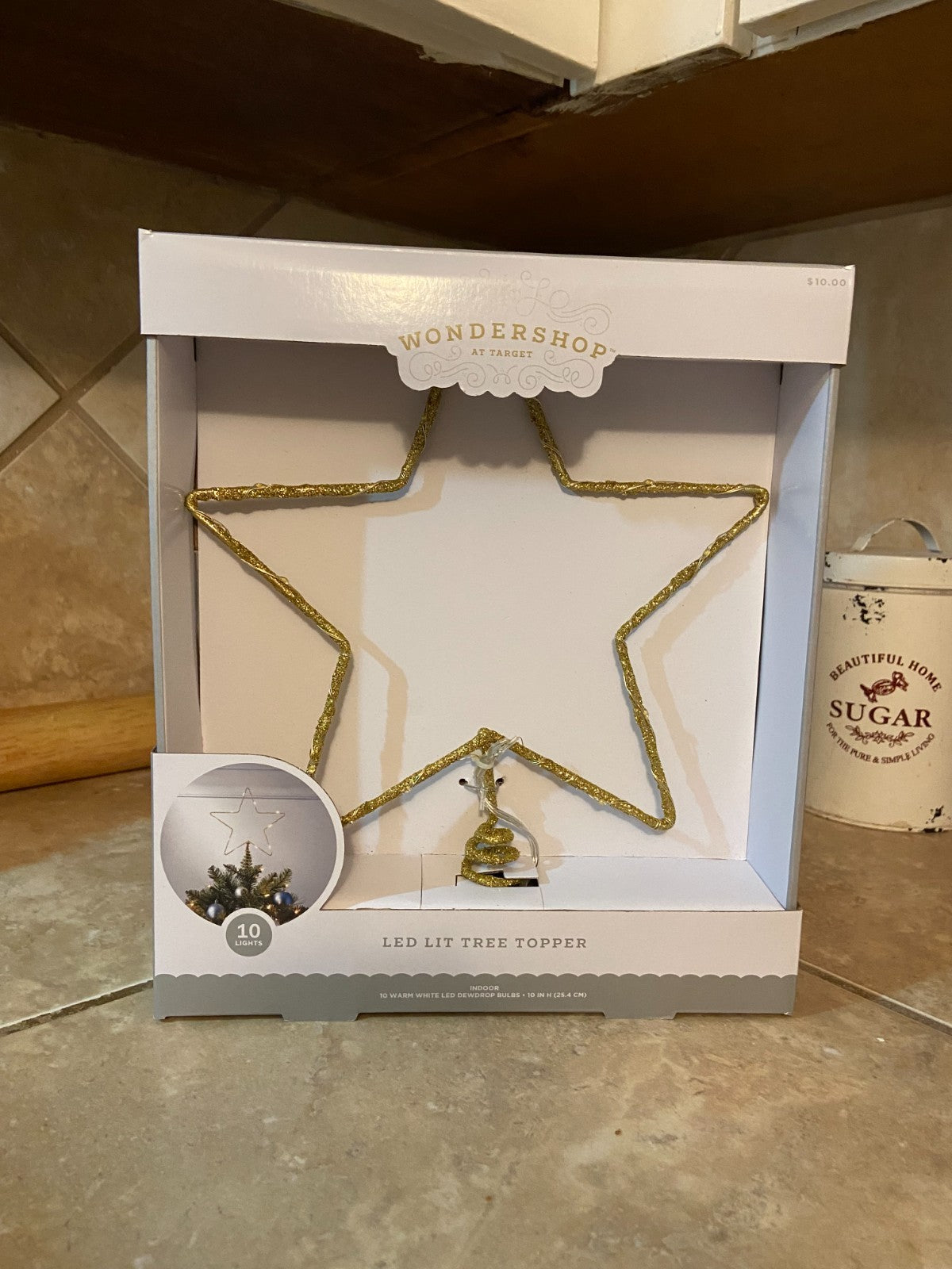 LED Lit Tree Topper Star 10 Lights-Dewdrop Bulbs 10"