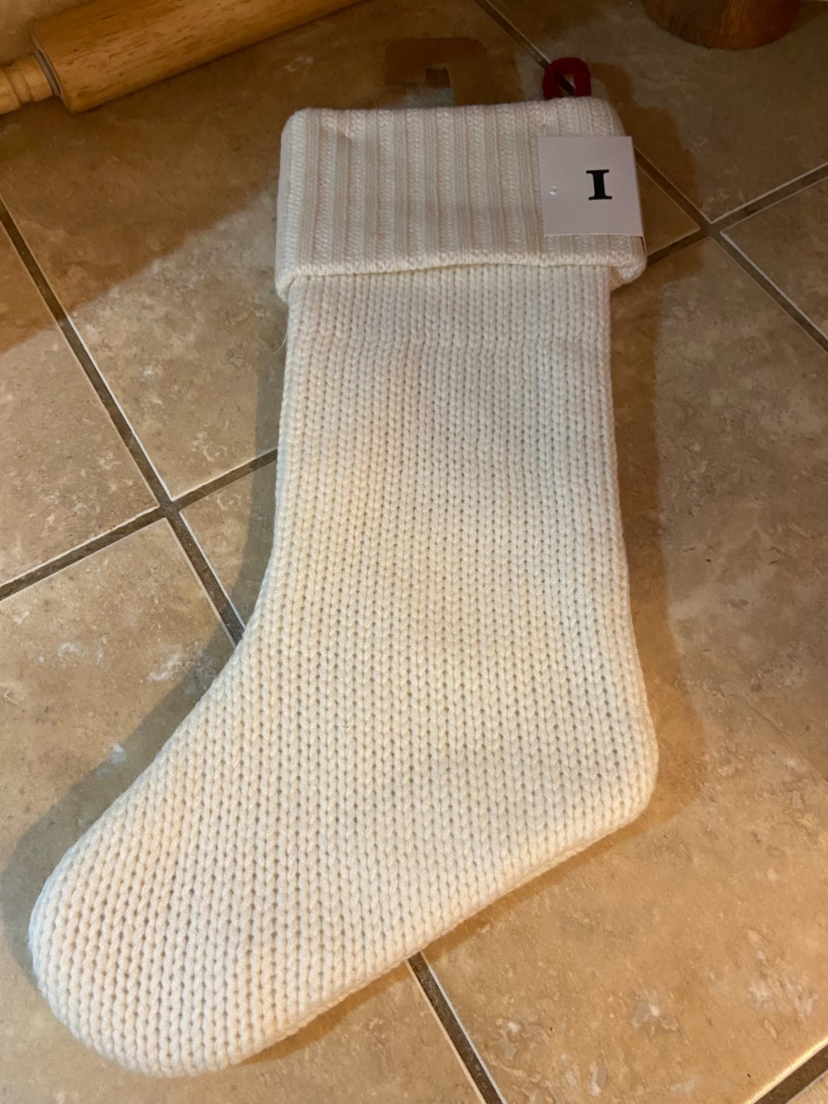 Wondershop White Knit Monogram Christmas Stocking Letter I