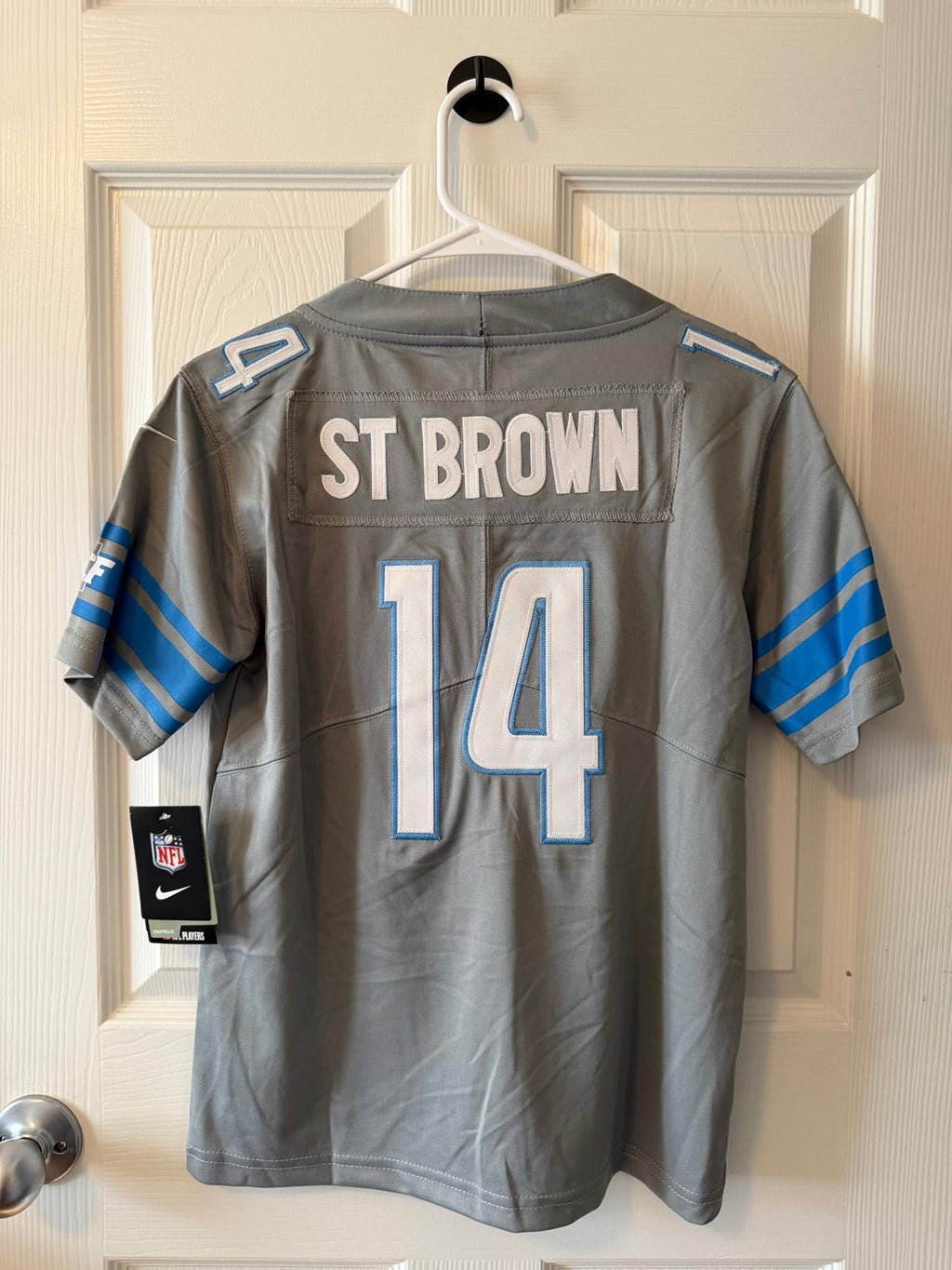 Detroit Lions #14 Amon-Ra St. Brown (Stitched/Medium Youth) Jersey