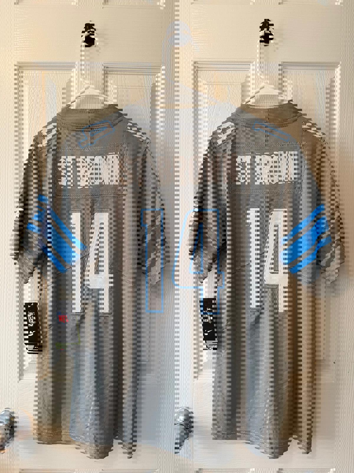 Detroit Lions #14 Amon-Ra St. Brown (Stitched/Medium Youth) Jersey