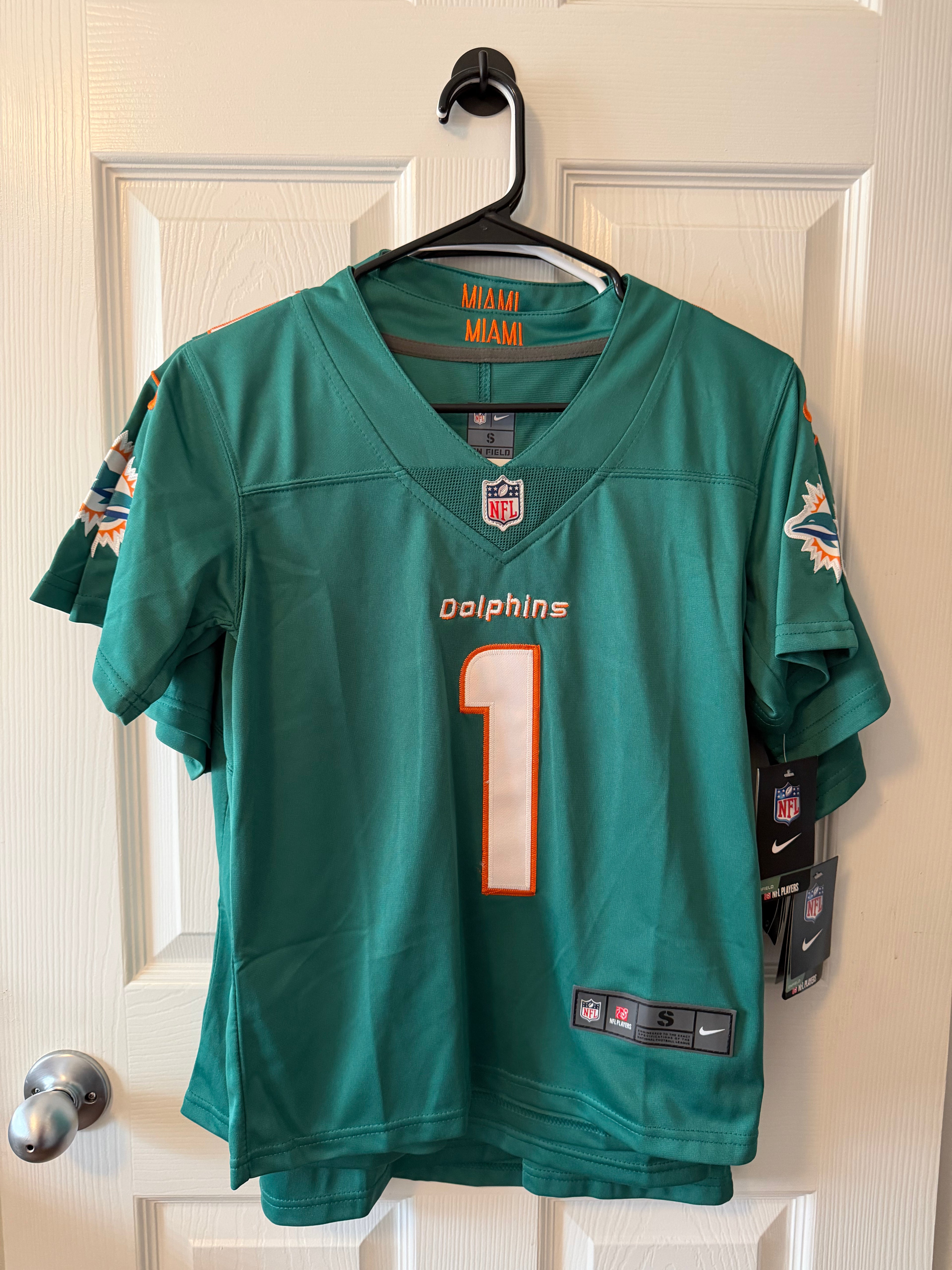 Miami Dolphins #1 Tua Tagovailoa (Stitched/Youth) Jersey